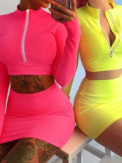 Sexy Long Sleeves Tee And Skirt Suits