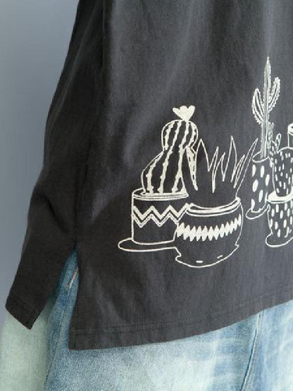 Loose Oversize Printed Plant T-Shirt