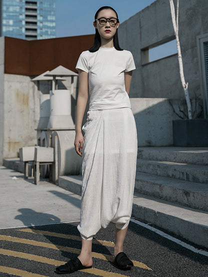 Casual Solid Color Asymmetric Empire Harem Capri-Pants
