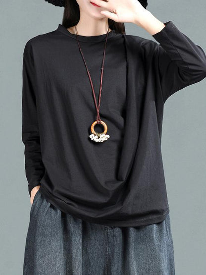 Ramie Cotton Solid Simple Shirt Top