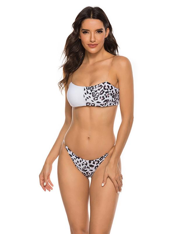 Split-Joint Bandeau Split Bikini Swimsuit