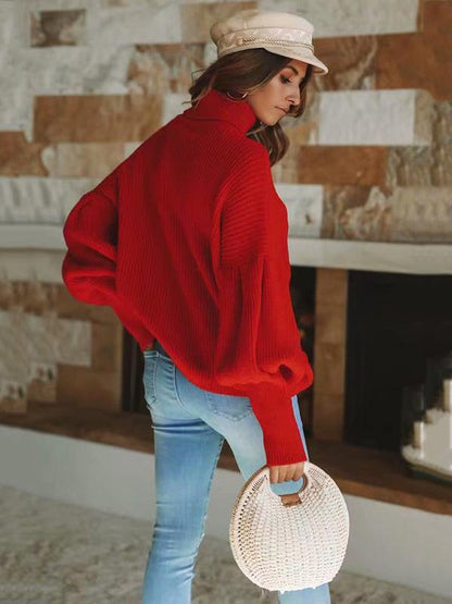 Comfortable Cotton Puff Sleeve Sweater