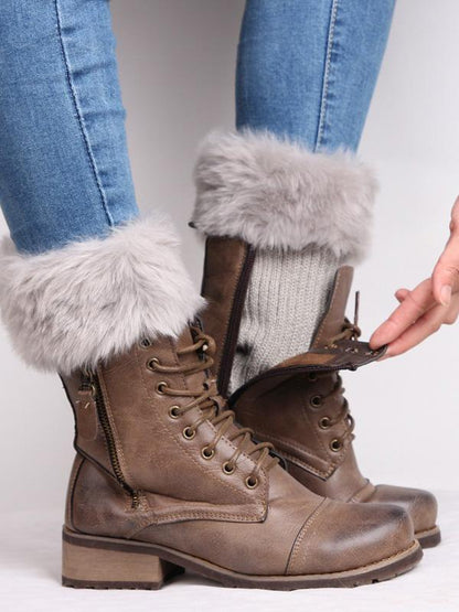 Solid Color Faux Fur Ankle Socks