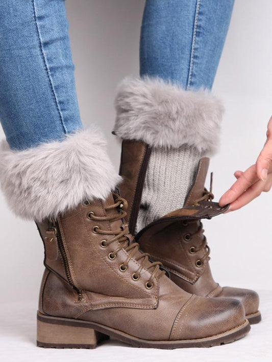 Solid Color Faux Fur Ankle Socks