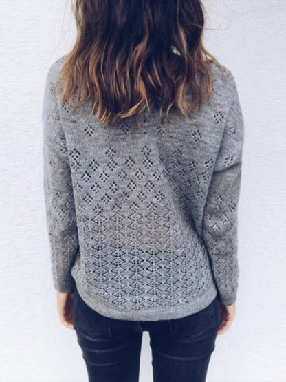 Simple 2 Colors Solid Color V-neck Sweater Tops