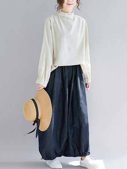Loose Plus Size Denim Bloomers Pants