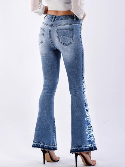 Fashion Embroidered Jean Pants Bottoms