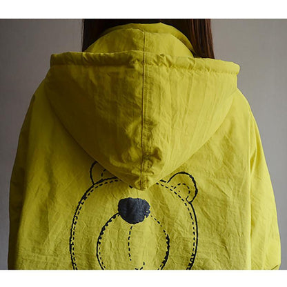 Cartoon Print Hoodies Loose Women Coat