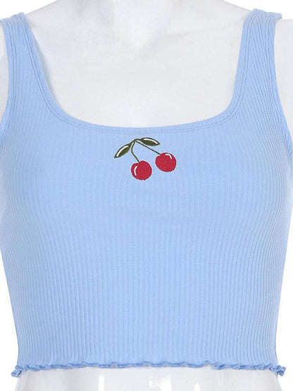 Cherry Printed Crop Tanks