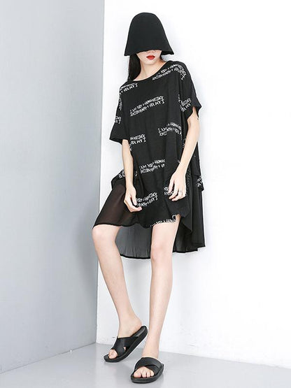 Loose Irregular Printed Long T-shirt Dress