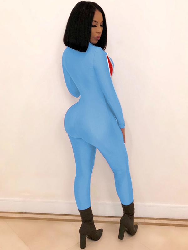 Fashion Casual Color-Block Sports Jumpsuits