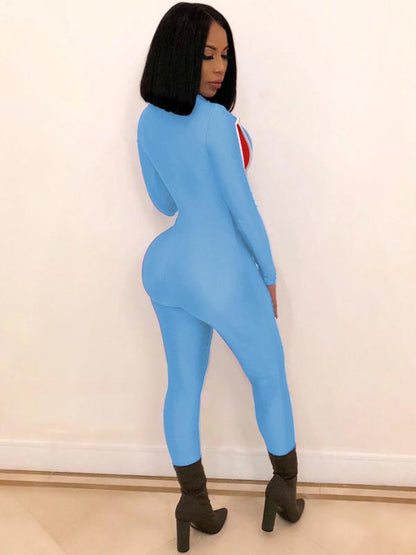 Fashion Casual Color-Block Sports Jumpsuits