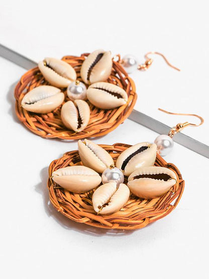 Shell Nature Fiber Handcraft Pearl Earring Accessories