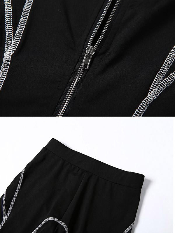 Fashion Zipper Striped Yoga Suits