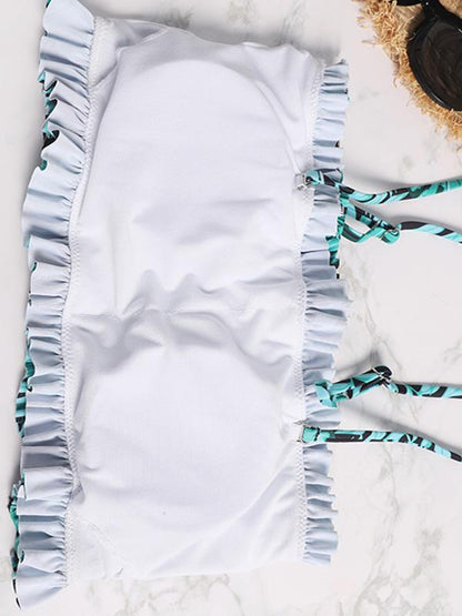 Smocked Printed Bikini Swimsuit