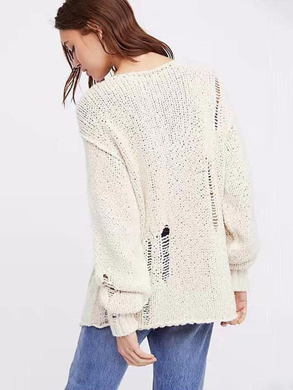 Fashion Loose Knit Long Sleeves Sweater Tops