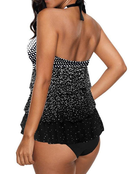 Polka-dot Wrap Tankini Swimsuit