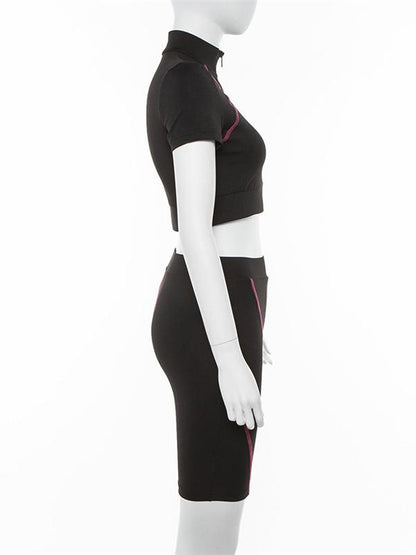 Short Sleeve Wrap Tees And Shorts Sport Suits