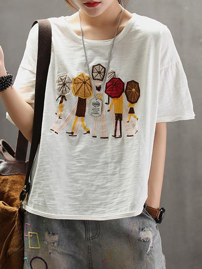 Casual Embroidered T-shirt