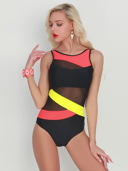 Sexy Assorted Colors Gauze One Piece Swimsuit