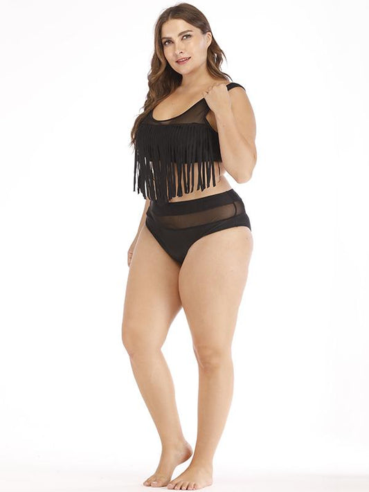 High Waist Tassels Plus Size Bikinis Swimwear