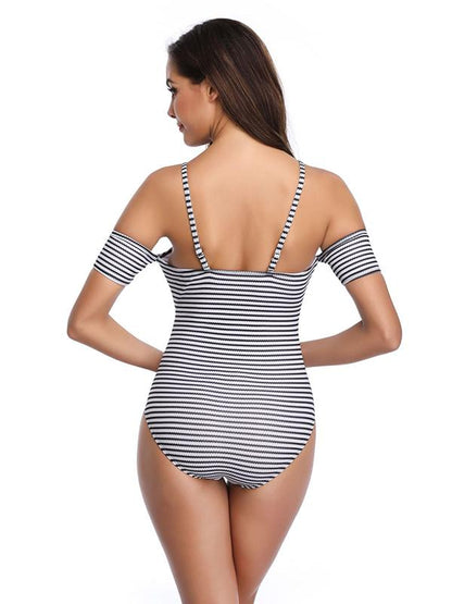 Striped Bandeau One-piece Swimsuit