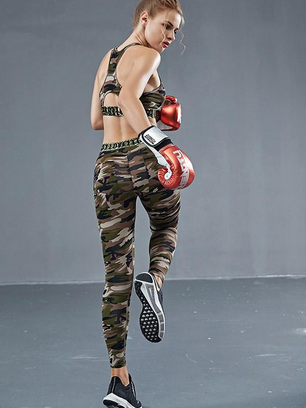 Sexy Camouflage Wrap Sleeveless Yoga Suits