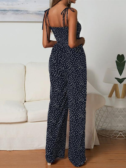 Polka-dot Spaghetti-neck Jumpsuits Bottom