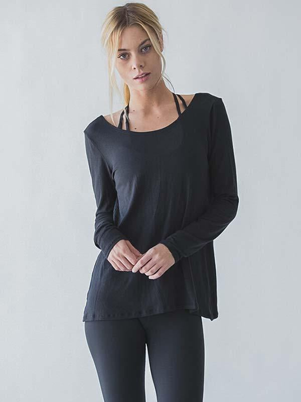 Solid Backless Loose Yoga Tee