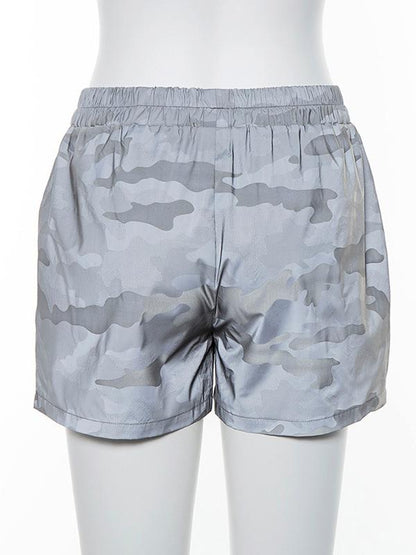Elastic Camo Casual Shorts