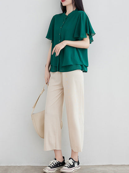 Original 14 Colors Falbala Lapel Blouse Tops
