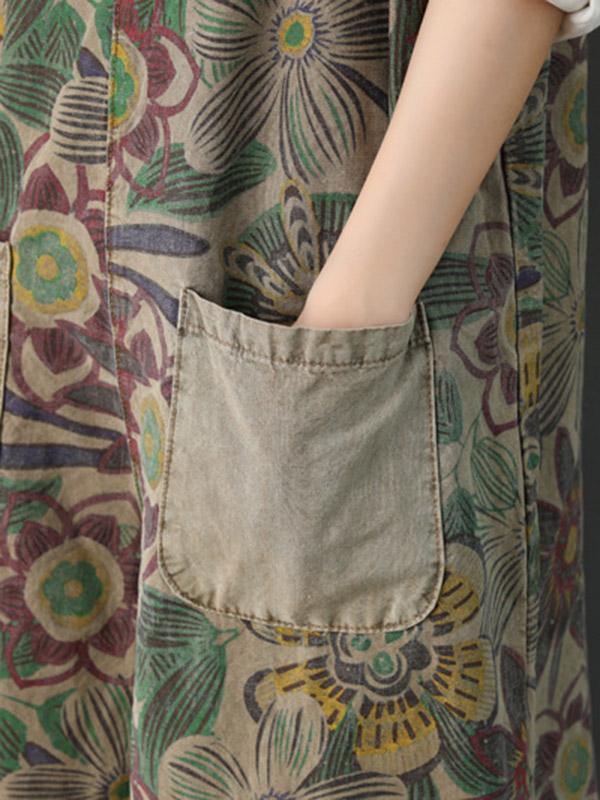 Vintage Loose Printed Wide Leg Pants