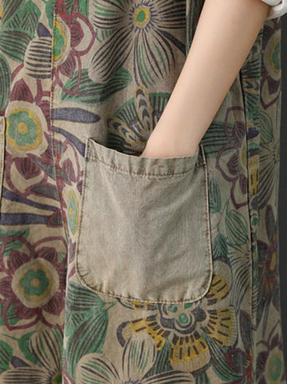 Vintage Loose Printed Wide Leg Pants