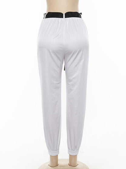 Belted Two Tone Casual Cargo Pants