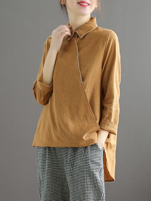 Embroidered Loose Cropped Shirt Top