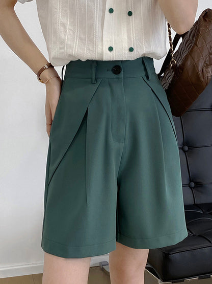 Original Solid Color High-Waisted Wide-Leg Column Shorts
