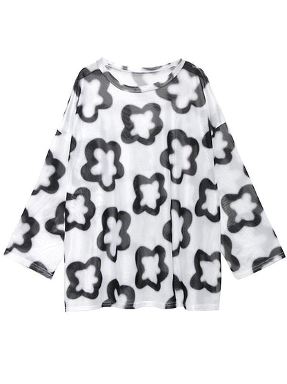 Loose Flower Printed Sunscreen T-shirt