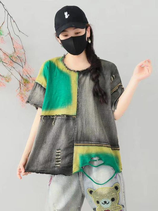 Vintage Loose Split-joint T-Shirt