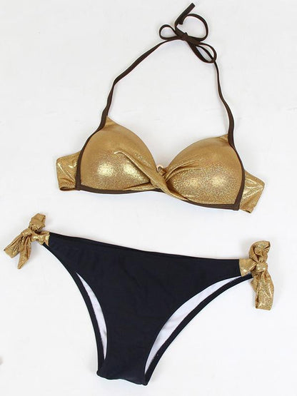 Plus Size Push-Ups Lace-up Bikini Set