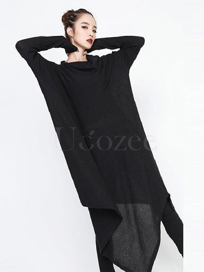Loose Cropped Solid Goth Midi Dress
