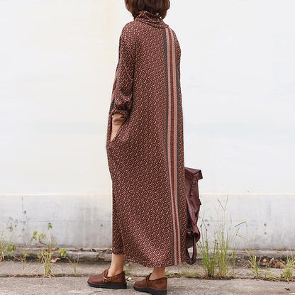 Buykud Beautiful Delicate Pattern Casual Loose Dress