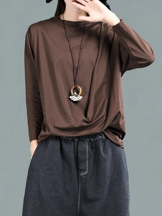 Ramie Cotton Solid Simple Shirt Top
