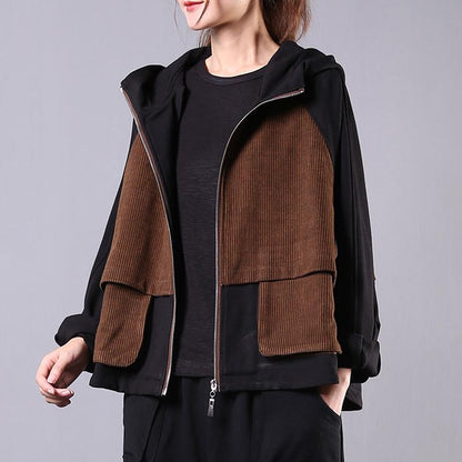 Buykud Casual And Comfortable Stitching Hooded Jacket