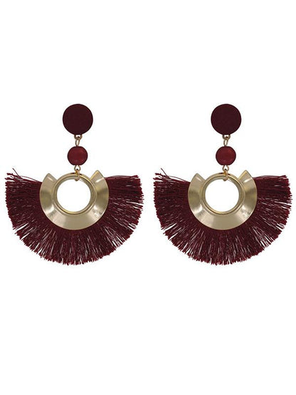 Tasseled Metal Ring Pretty Earrings