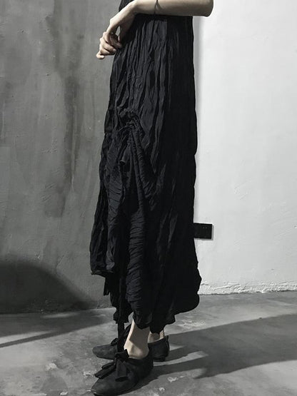 Simple Ruffled V-neck Sleeveless Long Dress