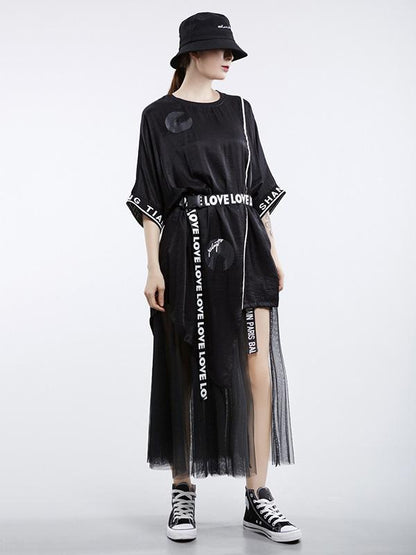 Vintage Oversize Printed Asymmetric Dress