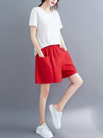 Casual Solid Color With Pocket Wide Leg Shorts