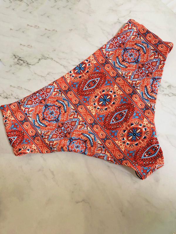 Tasseled Printed Split Bikini Swimsuit