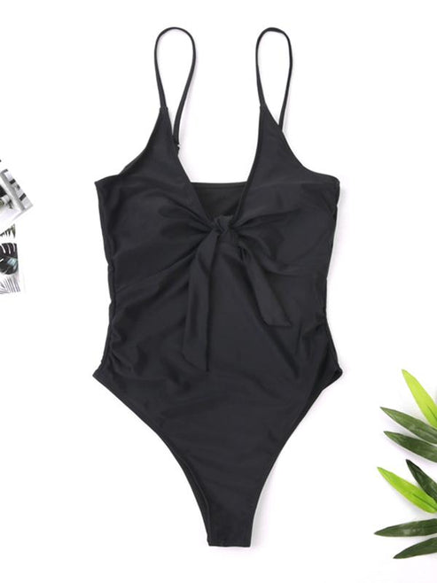 Blue 2 Piece Printed Spaghetti Straps Swimsuit with Bow