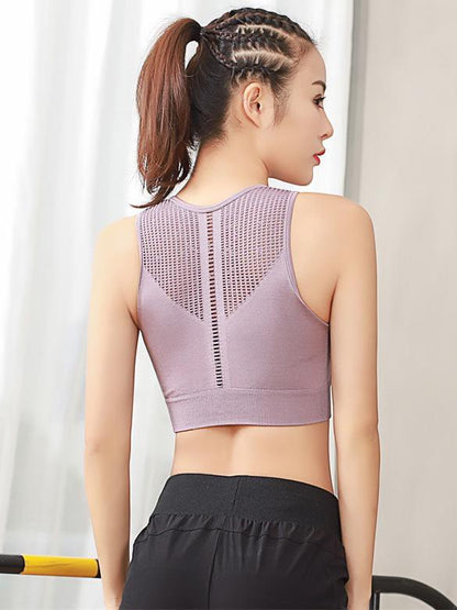 Hollow Sleevelss Solid Sport Bra